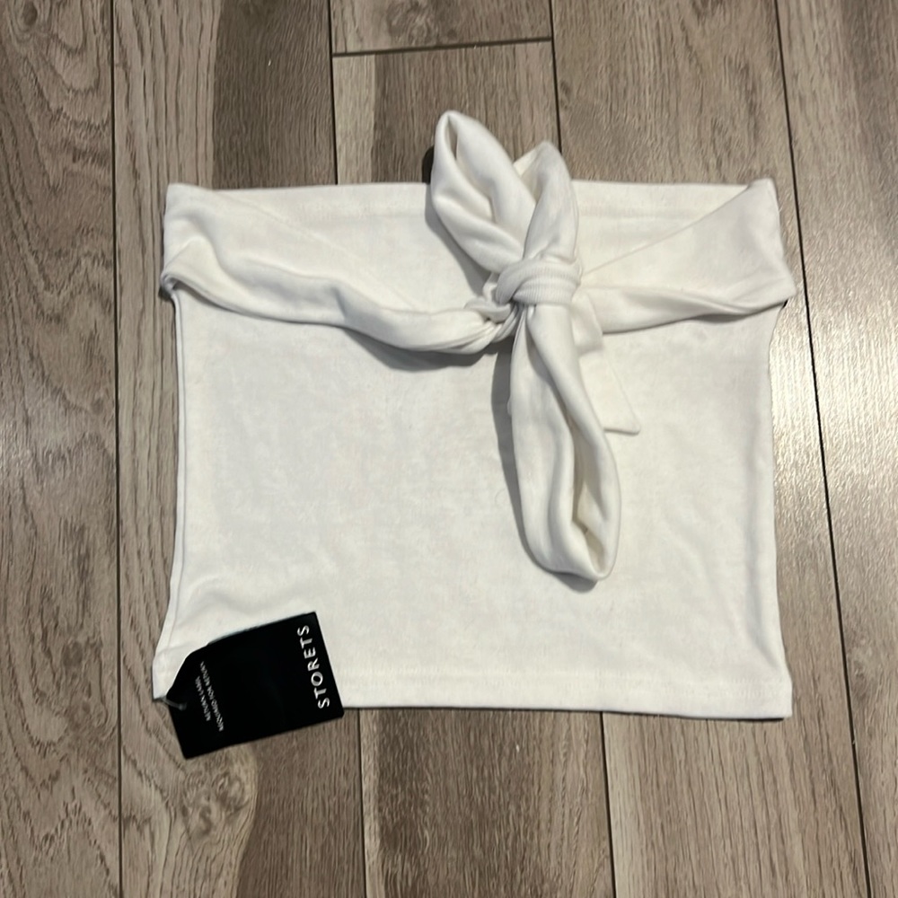 NWT storets white tube top with tie, size small